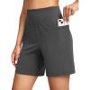 imageG Gradual Womens 79 Bermuda Long Shorts with Pockets High Waisted Athletic Knee Length Shorts for Women WalkingDark Grey