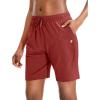 imageG Gradual Womens Bermuda Shorts Jersey Shorts with Deep Pockets 7 Long Shorts for Women Lounge Walking AthleticSavannah Red