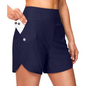 imageG GRADUAL Womens 5 Swim Board Shorts High Waisted Quick Dry Swimming Bathing Suit Bottoms for Women with Liner PocketsDark Blue
