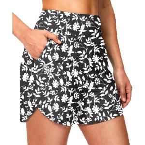 imageG GRADUAL Womens 5 Swim Board Shorts High Waisted Quick Dry Swimming Bathing Suit Bottoms for Women with Liner PocketsWhite Flower