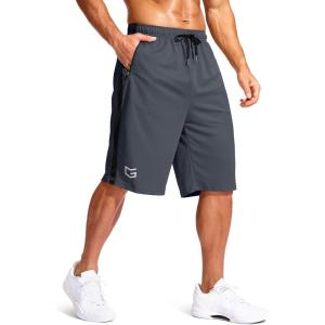 imageG Gradual Mens 11 Long Basketball Shorts with Zipper Pockets Drawstring Mesh Lightweight Gym Athletic Shorts for MenDusty Blue