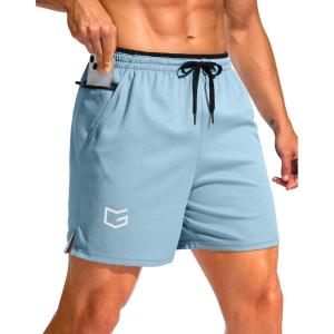 imageG Gradual Mens Running Athletic Shorts with Zipper Pocket 5 7 Lightweight Quick Dry Gym Workout Shorts for Tennis ActiveLight Blue
