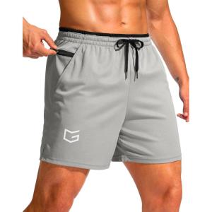 imageG Gradual Mens Running Athletic Shorts with Zipper Pocket 5 7 Lightweight Quick Dry Gym Workout Shorts for Tennis ActiveLlight Grey