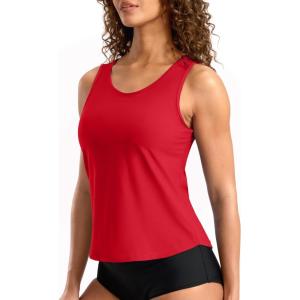 imageG Gradual Tankini Tops for Women High Neck Swimsuits Swim Top Modest Bathing Suit Swimwear Tank Top only No BottomRed