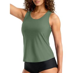 imageG Gradual Tankini Tops for Women High Neck Swimsuits Swim Top Modest Bathing Suit Swimwear Tank Top only No BottomSage