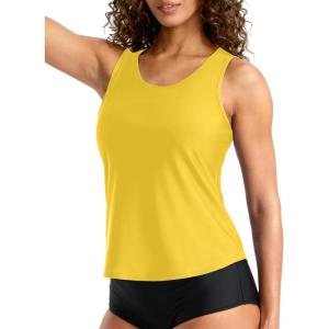 imageG Gradual Tankini Tops for Women High Neck Swimsuits Swim Top Modest Bathing Suit Swimwear Tank Top only No BottomYellow