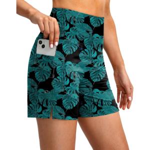 imageG Gradual Womens 5 High Waisted Swim Board Shorts with Phone Pockets UPF 50 Quick Dry Beach Shorts for Women with LinerLeaf