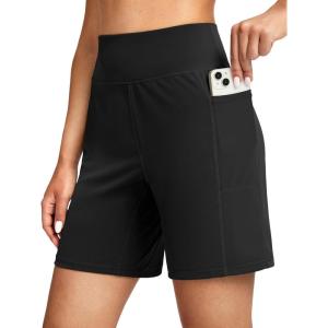 imageG Gradual Womens 79 Bermuda Long Shorts with Pockets High Waisted Athletic Knee Length Shorts for Women WalkingBlack