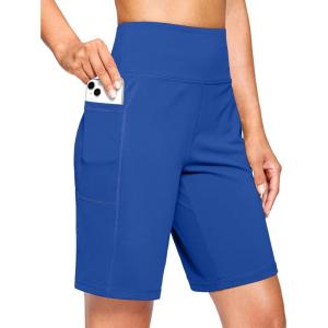 imageG Gradual Womens 79 Bermuda Long Shorts with Pockets High Waisted Athletic Knee Length Shorts for Women WalkingBlue