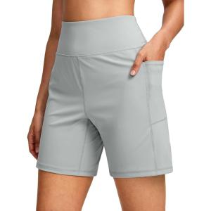 imageG Gradual Womens 79 Bermuda Long Shorts with Pockets High Waisted Athletic Knee Length Shorts for Women WalkingBright Grey