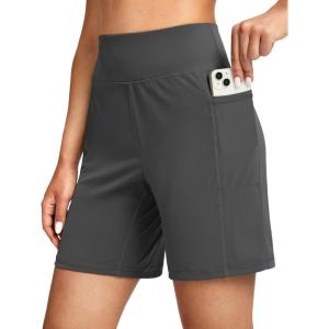 imageG Gradual Womens 79 Bermuda Long Shorts with Pockets High Waisted Athletic Knee Length Shorts for Women WalkingDark Grey