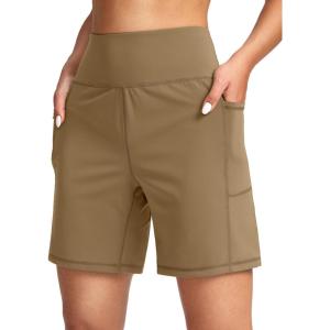 imageG Gradual Womens 79 Bermuda Long Shorts with Pockets High Waisted Athletic Knee Length Shorts for Women WalkingDark Khaki