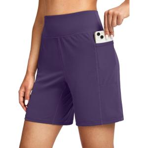 imageG Gradual Womens 79 Bermuda Long Shorts with Pockets High Waisted Athletic Knee Length Shorts for Women WalkingDark Purple