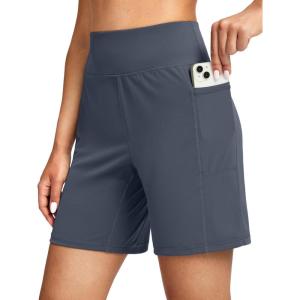 imageG Gradual Womens 79 Bermuda Long Shorts with Pockets High Waisted Athletic Knee Length Shorts for Women WalkingDusty Blue