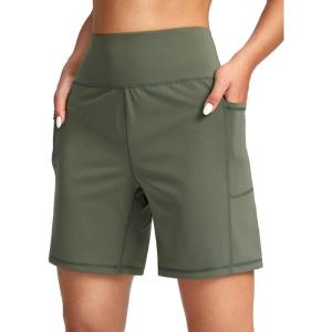 imageG Gradual Womens 79 Bermuda Long Shorts with Pockets High Waisted Athletic Knee Length Shorts for Women WalkingGrey Sage