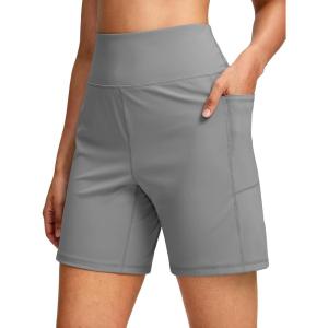 imageG Gradual Womens 79 Bermuda Long Shorts with Pockets High Waisted Athletic Knee Length Shorts for Women WalkingLight Grey