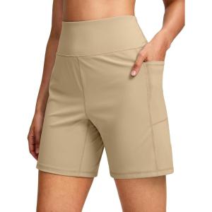 imageG Gradual Womens 79 Bermuda Long Shorts with Pockets High Waisted Athletic Knee Length Shorts for Women WalkingLight Khaki