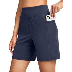 imageG Gradual Womens 79 Bermuda Long Shorts with Pockets High Waisted Athletic Knee Length Shorts for Women WalkingNavy
