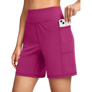 imageG Gradual Womens 79 Bermuda Long Shorts with Pockets High Waisted Athletic Knee Length Shorts for Women WalkingRose