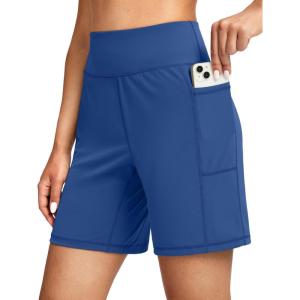 imageG Gradual Womens 79 Bermuda Long Shorts with Pockets High Waisted Athletic Knee Length Shorts for Women WalkingRoyal Blue