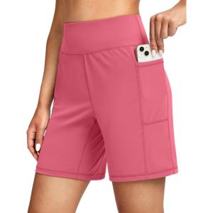 imageG Gradual Womens 79 Bermuda Long Shorts with Pockets High Waisted Athletic Knee Length Shorts for Women WalkingVelvet Dust