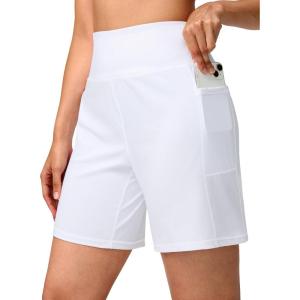imageG Gradual Womens 79 Bermuda Long Shorts with Pockets High Waisted Athletic Knee Length Shorts for Women WalkingWhite