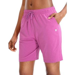 imageG Gradual Womens Bermuda Shorts Jersey Shorts with Deep Pockets 7 Long Shorts for Women Lounge Walking AthleticRose Red
