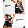imageG Gradual 18 Golf Skirts for Women Zipper Pockets Knee Length Skort with Shorts Underneath High Waist Tennis PickleballBlack Flower