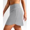 imageG Gradual 18 Golf Skirts for Women Zipper Pockets Knee Length Skort with Shorts Underneath High Waist Tennis PickleballLight Grey