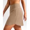imageG Gradual 18 Golf Skirts for Women Zipper Pockets Knee Length Skort with Shorts Underneath High Waist Tennis PickleballLight Khaki