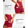 imageG Gradual 18 Golf Skirts for Women Zipper Pockets Knee Length Skort with Shorts Underneath High Waist Tennis PickleballRed