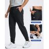 imageMens Cotton Fleece Lined Joggers with Zipper Pockets Athletic Workout Gym Lounge Sweatpants Winter Warm PantsBlack