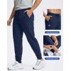 imageMens Cotton Fleece Lined Joggers with Zipper Pockets Athletic Workout Gym Lounge Sweatpants Winter Warm PantsNavy