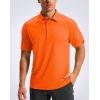 imageMens Golf Shirt Jacquard Short Sleeve Dry Fit Moisture Wicking Performance Athletic Summer Collared Polo Shirts for MenFluorescent Orange