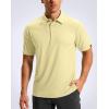 imageMens Golf Shirt Jacquard Short Sleeve Dry Fit Moisture Wicking Performance Athletic Summer Collared Polo Shirts for MenLight Yellow