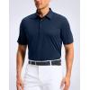 imageMens Golf Shirt Jacquard Short Sleeve Dry Fit Moisture Wicking Performance Athletic Summer Collared Polo Shirts for MenNavy Blue