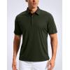 imageMens Golf Shirt Jacquard Short Sleeve Dry Fit Moisture Wicking Performance Athletic Summer Collared Polo Shirts for MenOlive Green