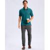 imageMens Golf Shirt Jacquard Short Sleeve Dry Fit Moisture Wicking Performance Athletic Summer Collared Polo Shirts for MenPeacock Green