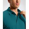 imageMens Golf Shirt Jacquard Short Sleeve Dry Fit Moisture Wicking Performance Athletic Summer Collared Polo Shirts for MenPeacock Green