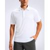 imageMens Golf Shirt Jacquard Short Sleeve Dry Fit Moisture Wicking Performance Athletic Summer Collared Polo Shirts for MenWhite
