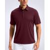 imageMens Golf Shirt Jacquard Short Sleeve Dry Fit Moisture Wicking Performance Athletic Summer Collared Polo Shirts for MenWine Red