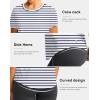 imageWomens Short Sleeve Workout Shirts UPF 50 Sun Protection TShirts Quick Dry Breathable Gym Running Hiking Tops for WomenNavy Stripe