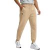 imageMens Cotton Fleece Lined Joggers with Zipper Pockets Athletic Workout Gym Lounge Sweatpants Winter Warm PantsKhaki