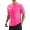 imageMens Workout Breathable TShirts Dry Fit UPF 50 Sun Shirts Lightweight Cooling Tee for Athletic Running HikingFluorescent Rosy