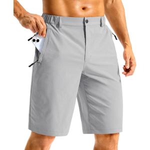 imageG GRADUAL Mens Shorts 11 Lightweight Casual Golf Shorts for Men Hiking Work Outdoor Stretch QuickDry with 3 Zipper PocketsBright Grey