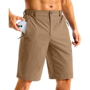 imageG GRADUAL Mens Shorts 11 Lightweight Casual Golf Shorts for Men Hiking Work Outdoor Stretch QuickDry with 3 Zipper PocketsDark Khaki