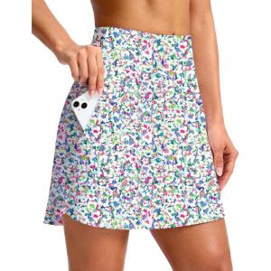 imageG Gradual 18 Golf Skirts for Women Zipper Pockets Knee Length Skort with Shorts Underneath High Waist Tennis PickleballAbstract Floral