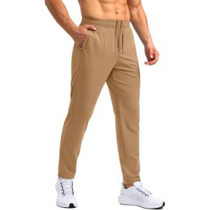 imageG Gradual 303234 Inseam Tall Mens Sweatpants with Zipper Pockets Stretch Golf Workout Pants for Men Casual AthleticDark Khaki