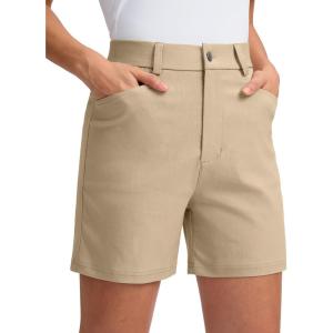 imageG Gradual 5 Womens Golf Shorts Stretchy Lightweight Outdoor Hiking Shorts with Pockets Shorts for Women Casual SummerGrey Khaki