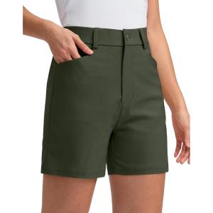 imageG Gradual 5 Womens Golf Shorts Stretchy Lightweight Outdoor Hiking Shorts with Pockets Shorts for Women Casual SummerOlive